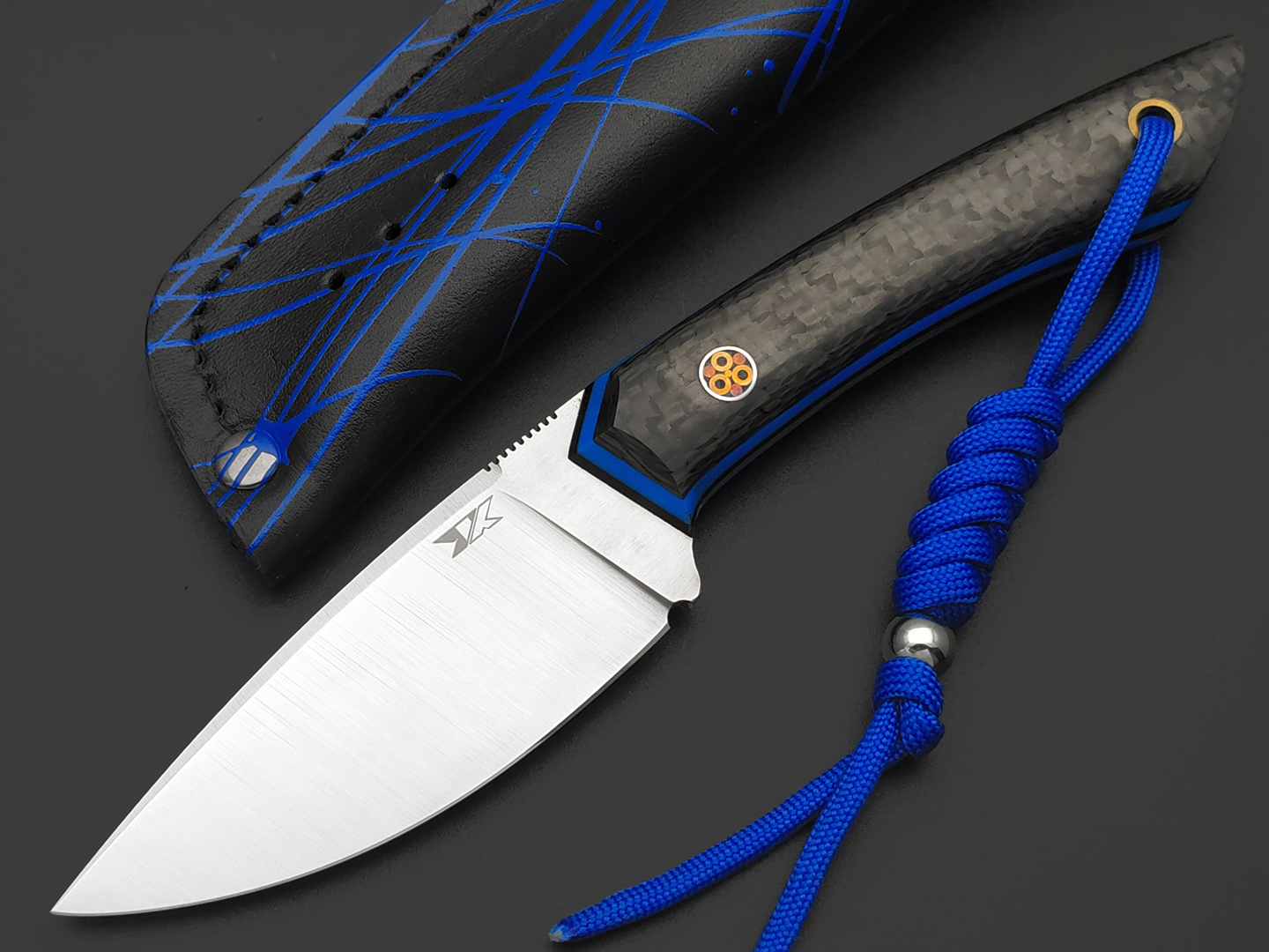 7 ножей нож Джек малый сталь PGK satin, рукоять Carbon fiber, G10 black & blue