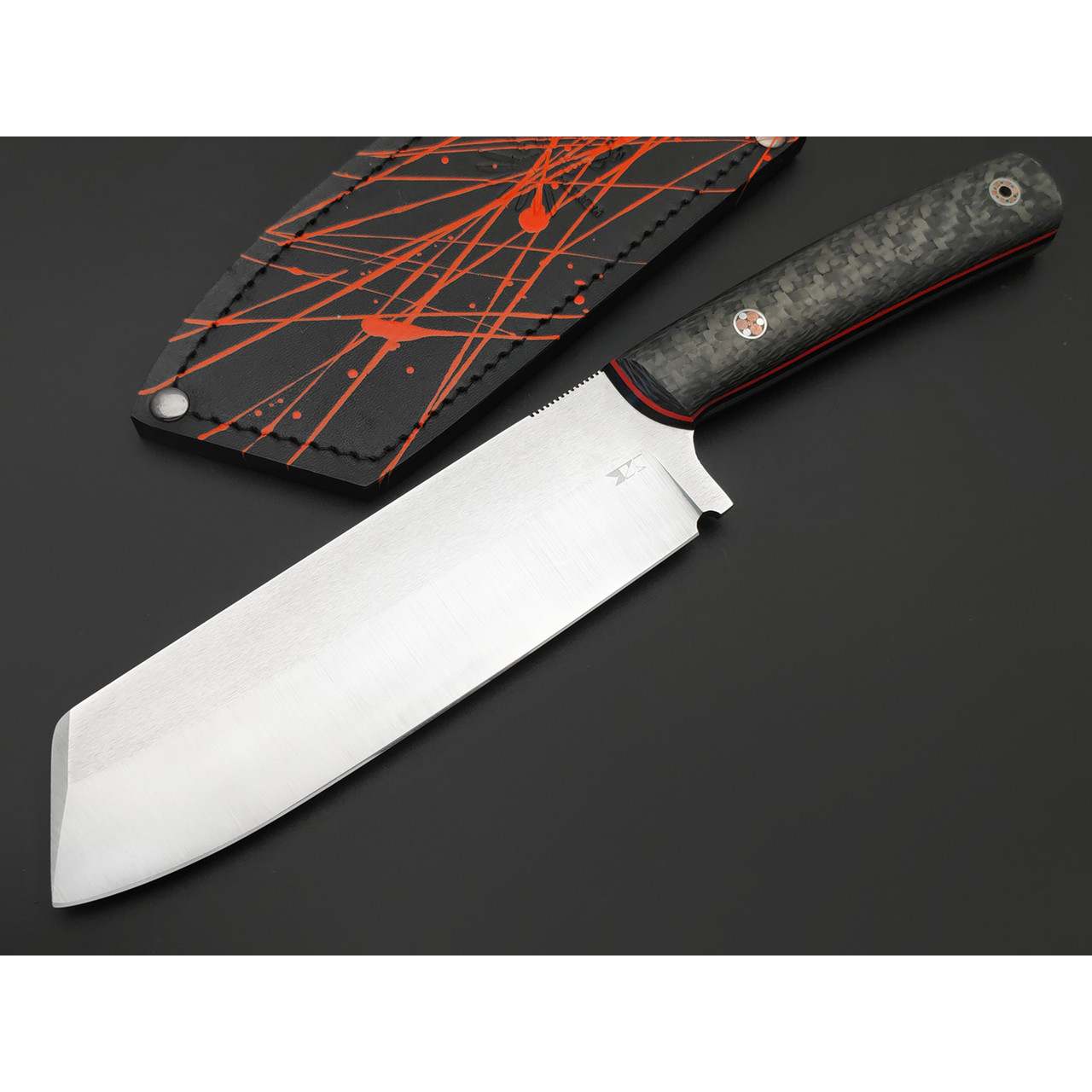 7 ножей нож МитТяпка сталь PGK, рукоять Карбон, G10 чёрный с красным