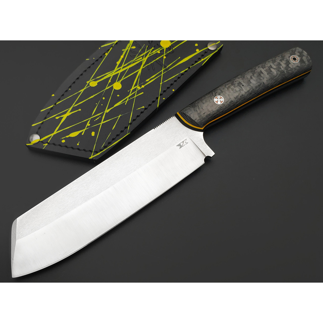 7 ножей нож МитТяпка сталь PGK, рукоять Карбон, G10 чёрный с жёлтым