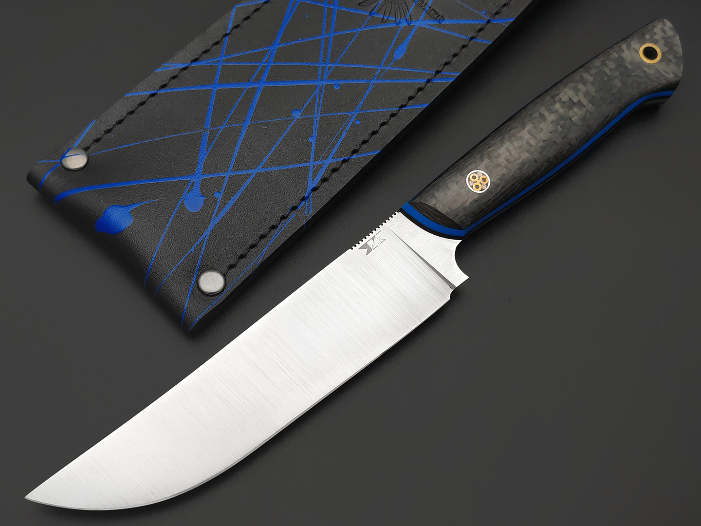 7 ножей нож ТехноПчак сталь PGK satin, рукоять Carbon fiber, G10 black & blue