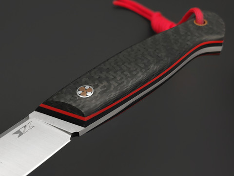 7 ножей нож Клык большой сталь PGK satin, рукоять Carbon fiber, G10 black & red