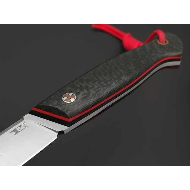 7 ножей нож Клык большой сталь PGK satin, рукоять Carbon fiber, G10 black & red