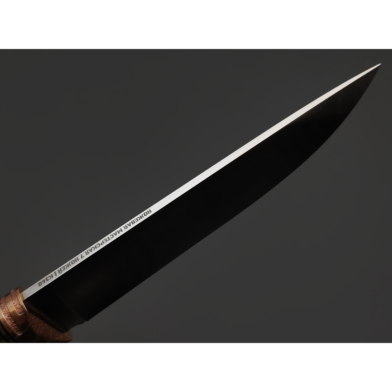 7 ножей нож Анфель сталь K340 satin, рукоять Карельская берёза, латунь, бронза