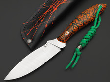 7 ножей нож Канадец сталь S390 satin, рукоять Micarta chaotic black, orange & green, G10 orange