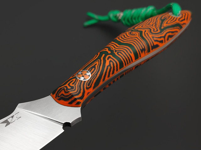 7 ножей нож Канадец сталь S390 satin, рукоять Micarta chaotic black, orange & green, G10 orange