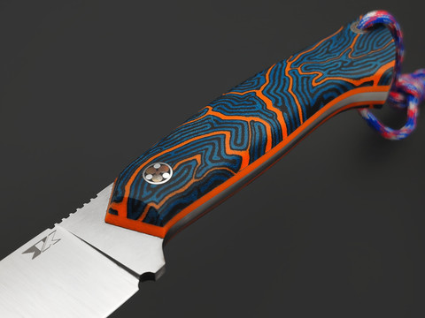 7 ножей нож Айсберг сталь S390 satin, рукоять Micarta chaotic blue, black & orange, G10 orange