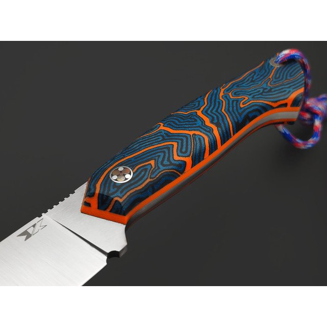 7 ножей нож Айсберг сталь S390 satin, рукоять Micarta chaotic blue, black & orange, G10 orange