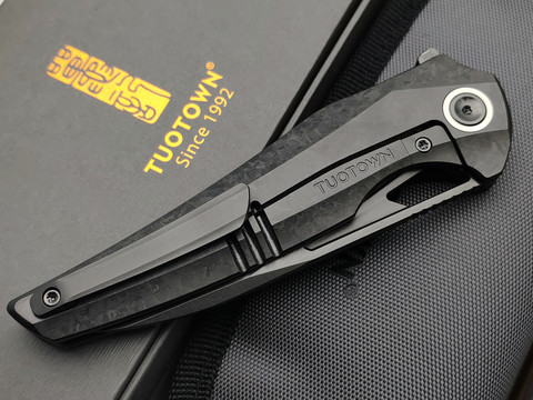 TuoTown складной нож Magpie Limited Edition TMP-MKDS сталь M390 blackwash, рукоять Crystal titanium black
