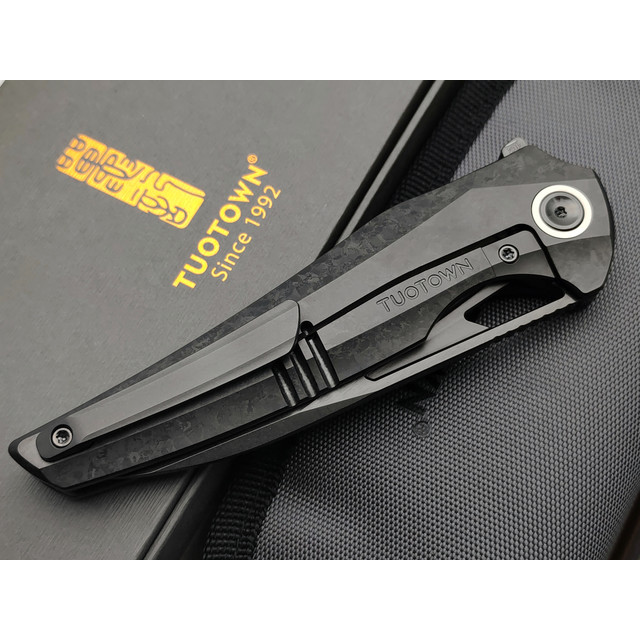 TuoTown складной нож Magpie Limited Edition TMP-MKDS сталь M390 блэквош, рукоять Crystal titanium black
