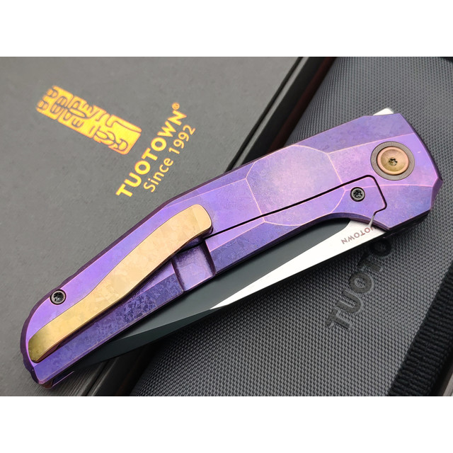 Dyag & TuoTown складной нож FCF TDG-MKP сталь TMAX DLC, рукоять Crystal titanium purple