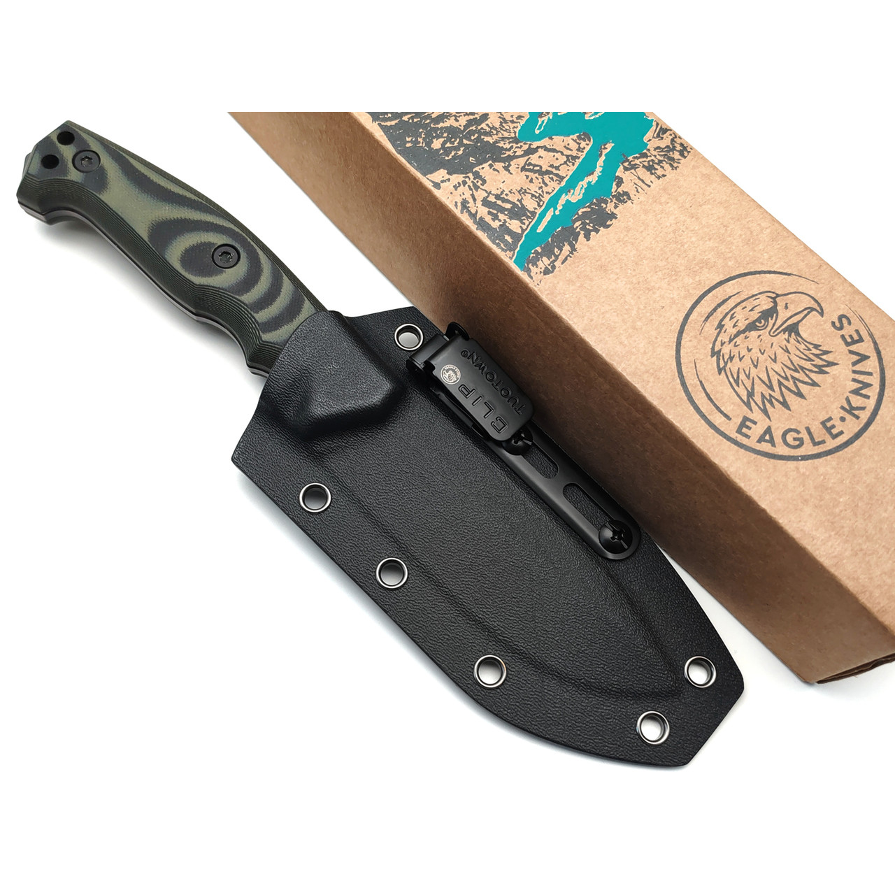 Eagle Knives нож Combat 1 сталь Aus10Co black, рукоять G10 green & orange, ножны Kydex