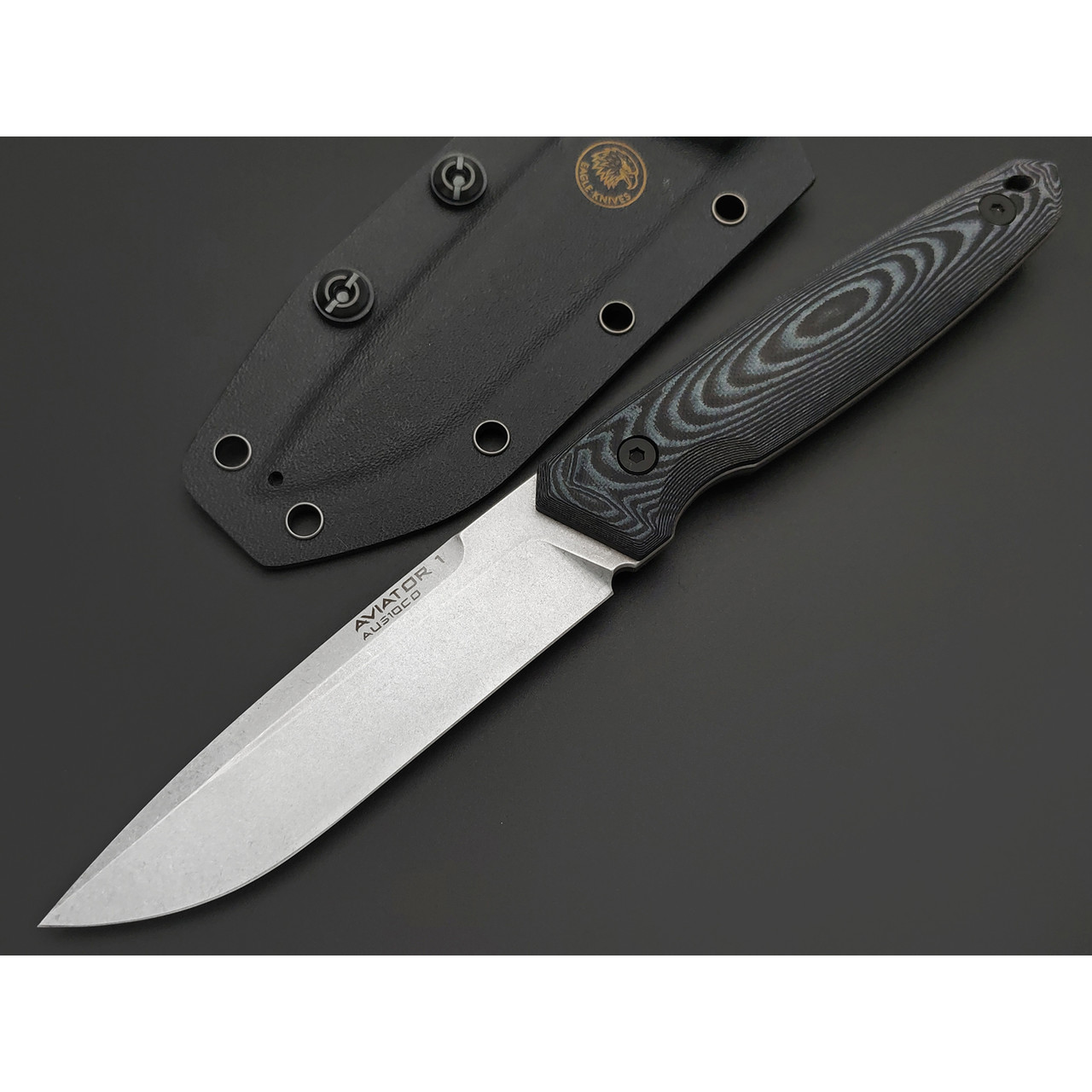 Eagle Knives нож Aviator 1 сталь Aus10Co стоунвош, рукоять G10 black & grey, ножны Kydex