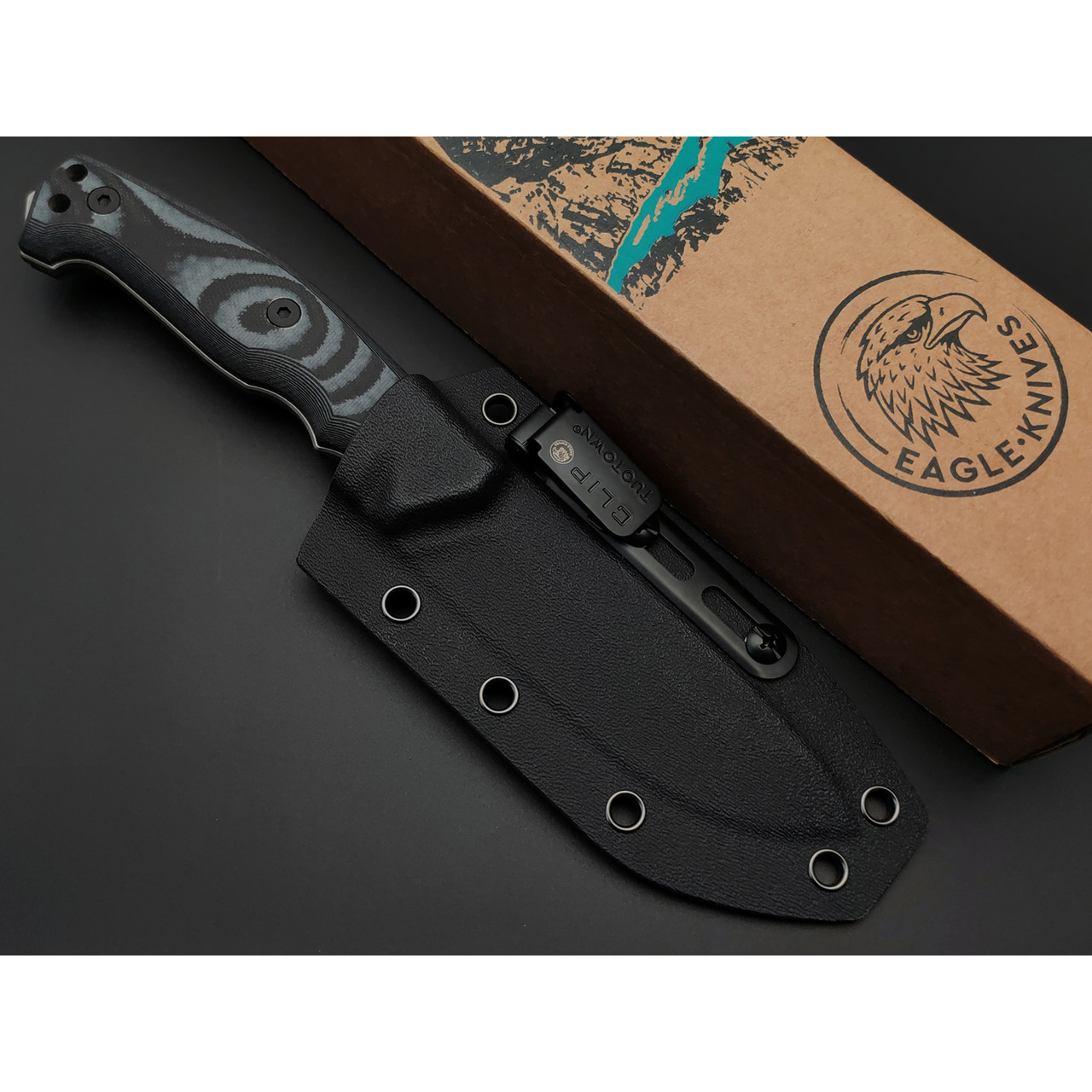 Eagle Knives нож Combat 2 сталь Aus10Co стоунвош, рукоять G10 black & grey, ножны Kydex