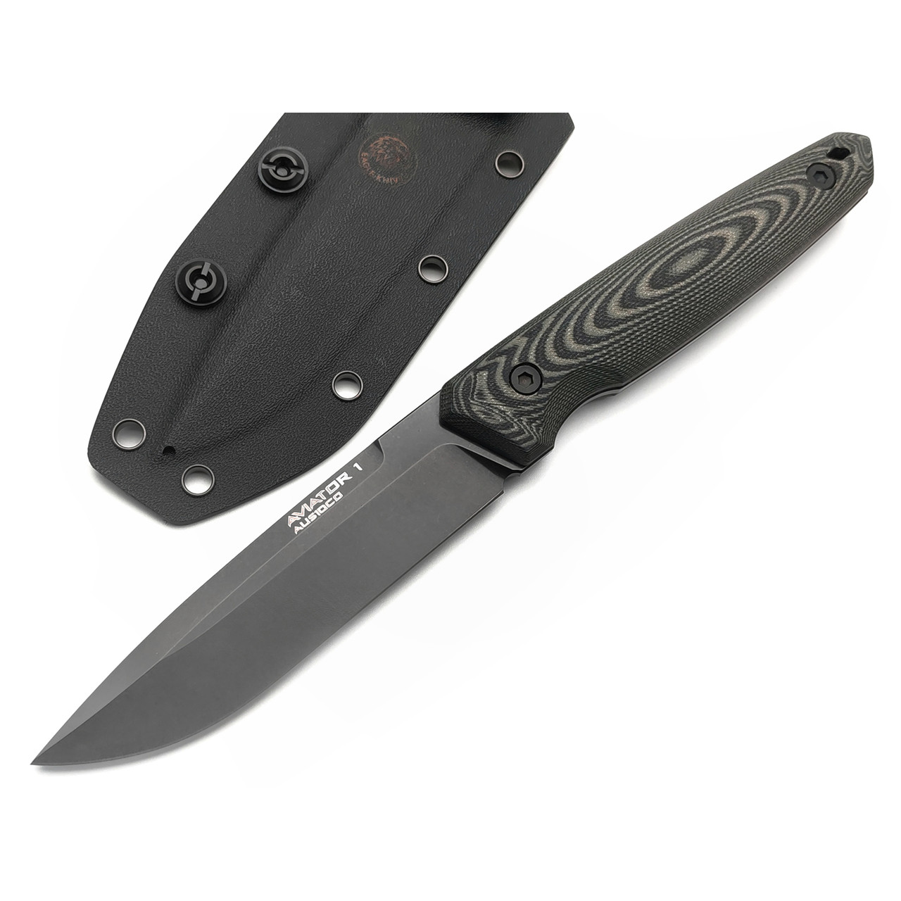 Eagle Knives нож Aviator 1 сталь Aus10Co black, рукоять G10 black & green, ножны Kydex