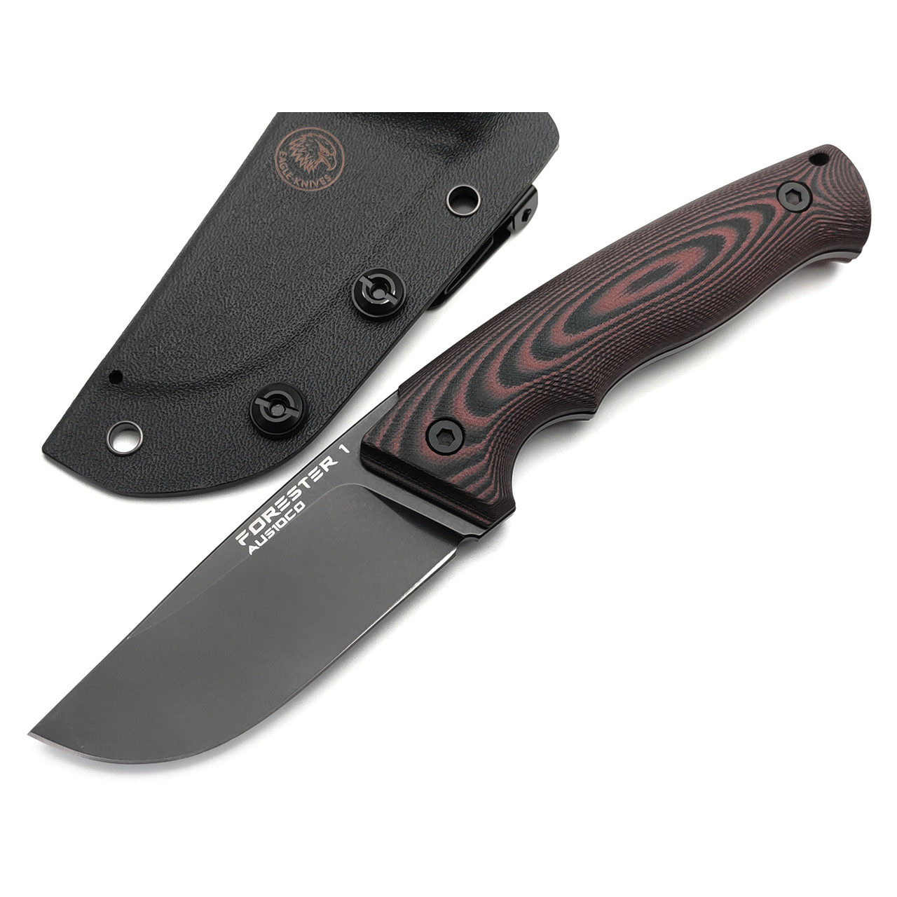 Eagle Knives нож Forester 1 сталь Aus10Co black, рукоять G10 black & red, ножны Kydex
