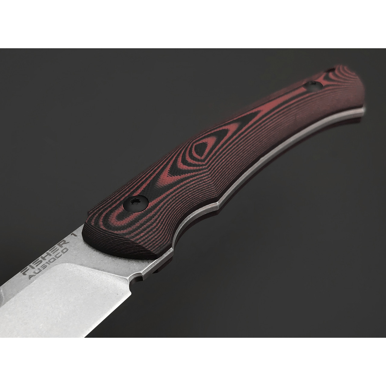 Eagle Knives нож Fisher 1 сталь Aus10Co стоунвош, рукоять G10 black & red, ножны Kydex
