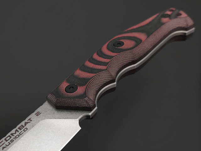 Eagle Knives нож Combat 2 сталь Aus10Co stonewash, рукоять G10 black & red, ножны Kydex