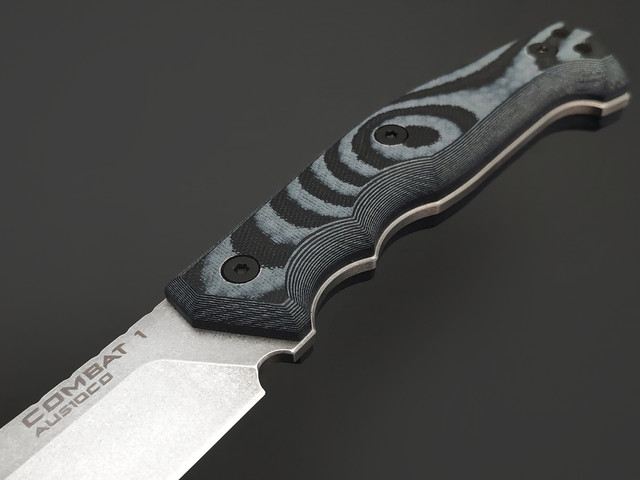 Eagle Knives нож Combat 1 сталь Aus10Co stonewash, рукоять G10 black & grey, ножны Kydex
