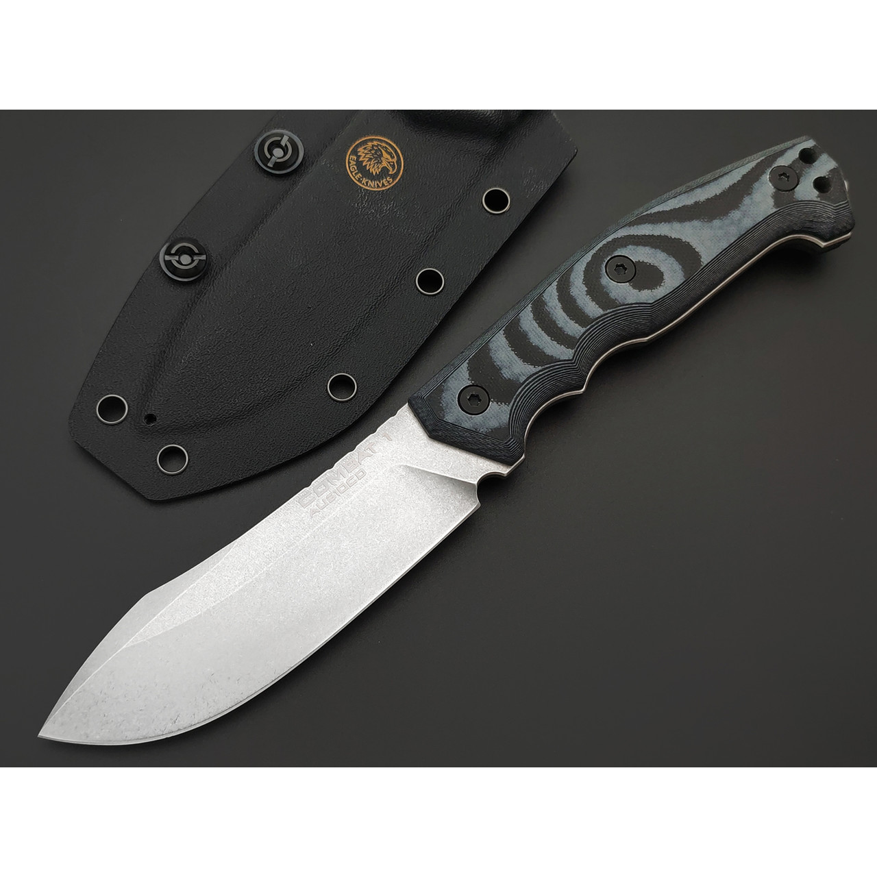 Eagle Knives нож Combat 1 сталь Aus10Co стоунвош, рукоять G10 black & grey, ножны Kydex