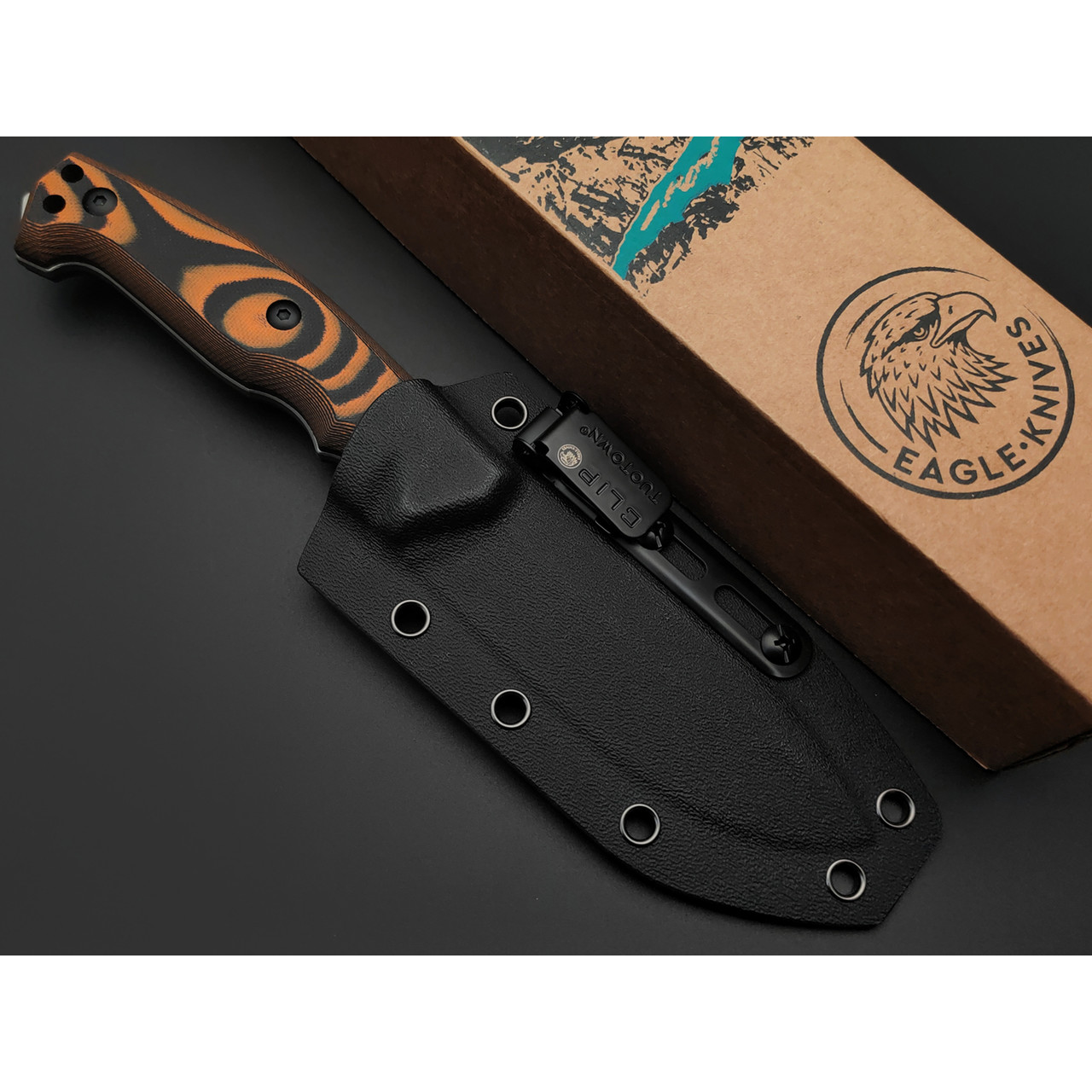 Eagle Knives нож Combat 1 сталь Aus10Co стоунвош, рукоять G10 black & orange, ножны Kydex