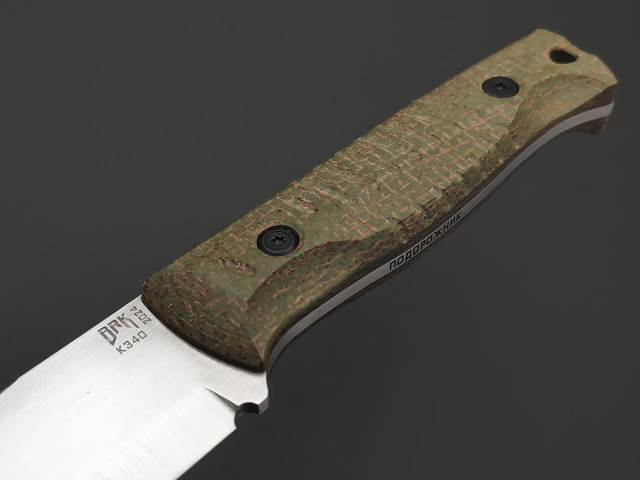 BRK нож Подорожник сталь K340 сатин, рукоять Micarta jute olive