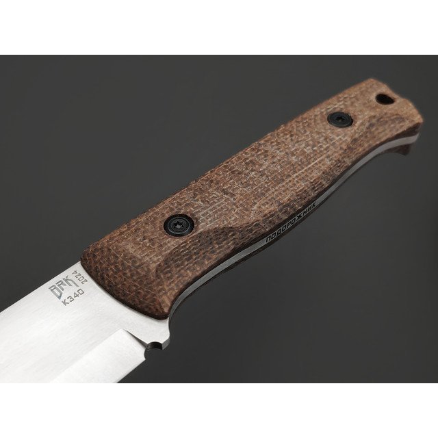 BRK нож Подорожник сталь K340 сатин, рукоять Micarta jute brown