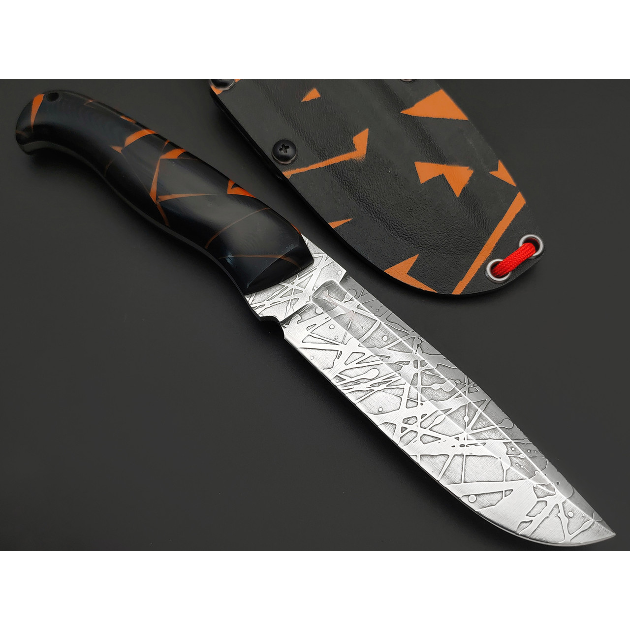 Волчий Век нож Ямской Custom сталь N690 WA травление chaotic camo, Рукоять G10, композит, пины карбон