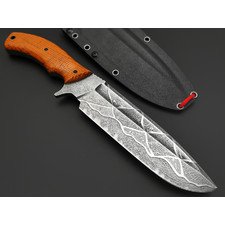 Волчий Век нож Команданте Big Custom сталь 95Х18 WA худ. травление, Рукоять микарта, пины карбон