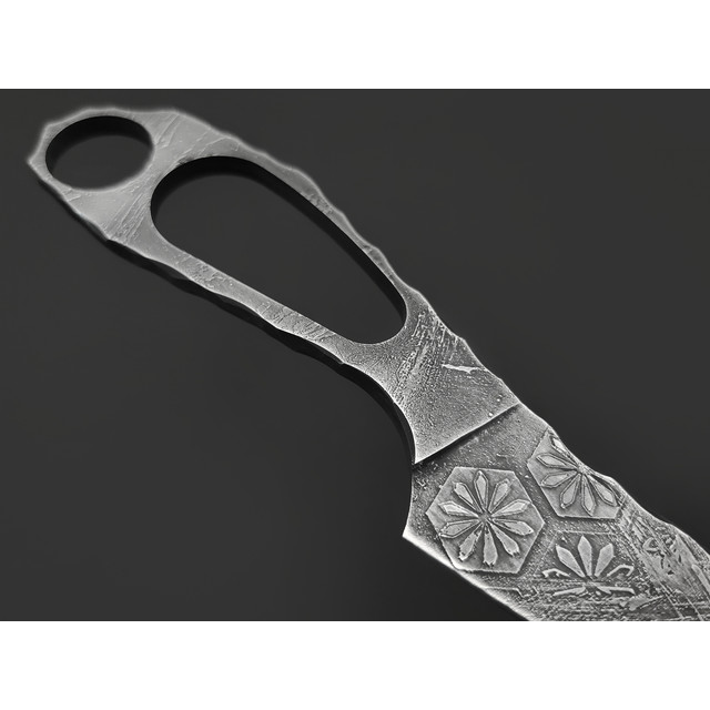 Волчий Век нож Скелетный EDC Custom сталь 95Х18 худ. травление, Рукоять сталь