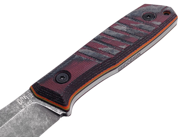 BRK нож Шиповник сталь K340 blackwash, рукоять Micarta bordo, orange & yellow