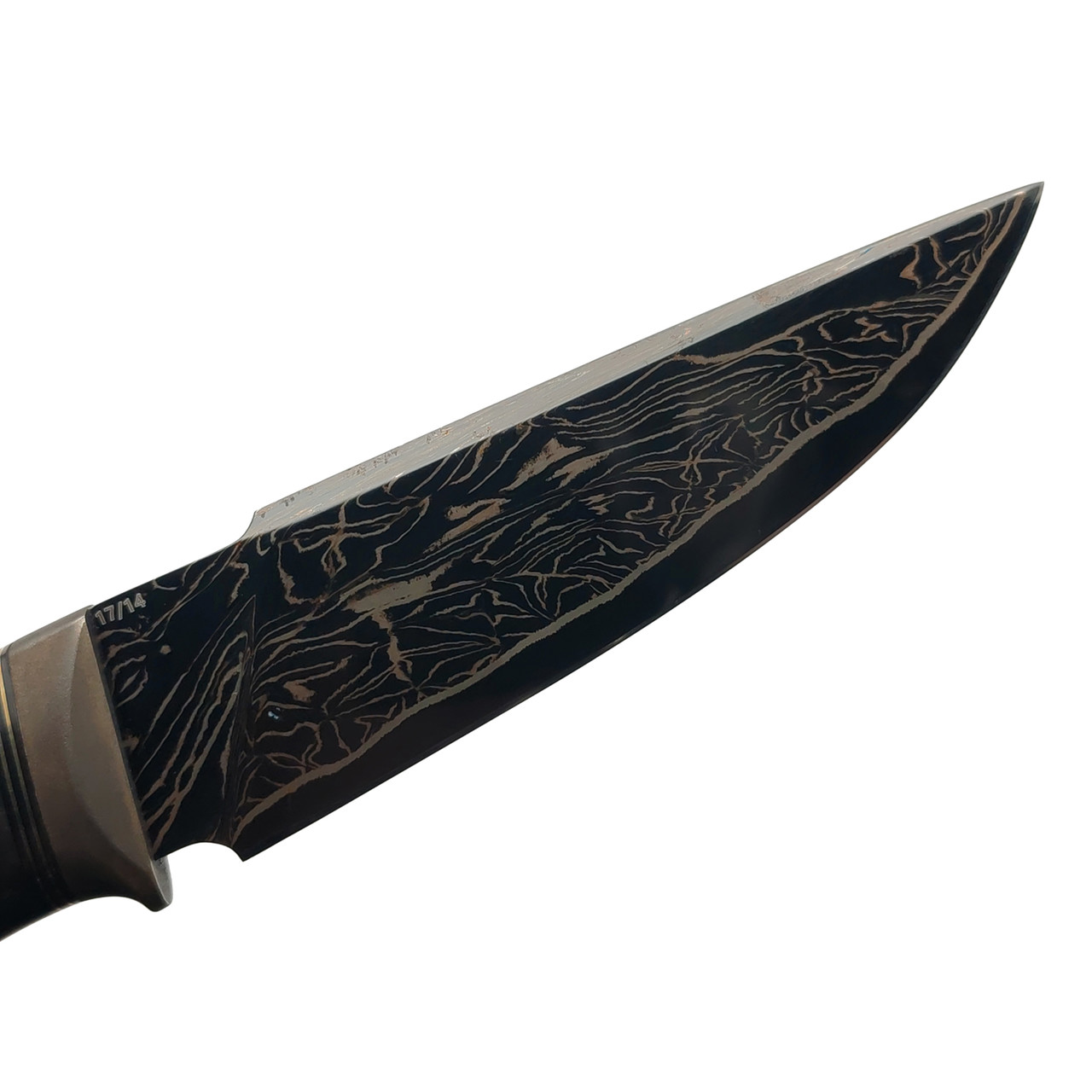 Кузница Васильева нож НЛВ170 ламинат 80CrV2, рукоять Карбон Dark Matter Silver, карбон black, никель