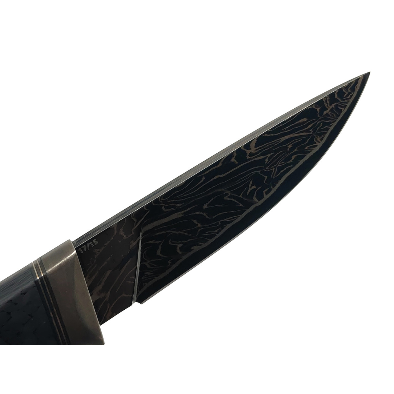 Кузница Васильева нож НЛВ171 ламинат 80CrV2, рукоять Карбон Dark Matter Silver, карбон black, никель