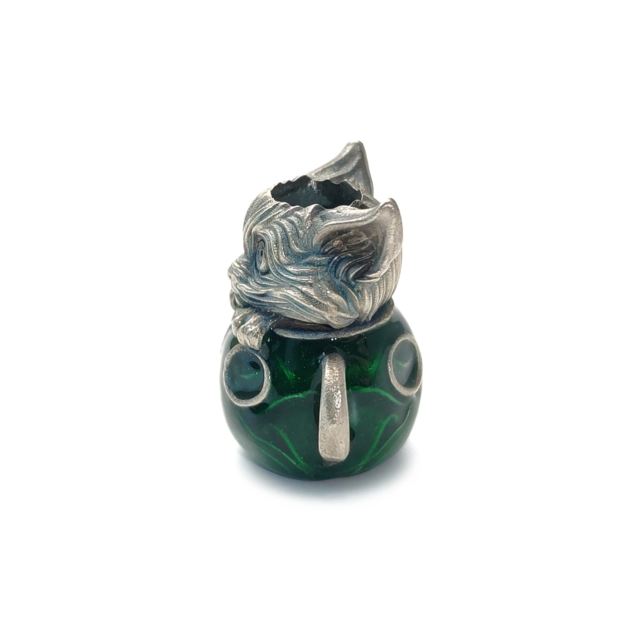 my_Knot бусина Котофейник нейзильбер, эмаль Green