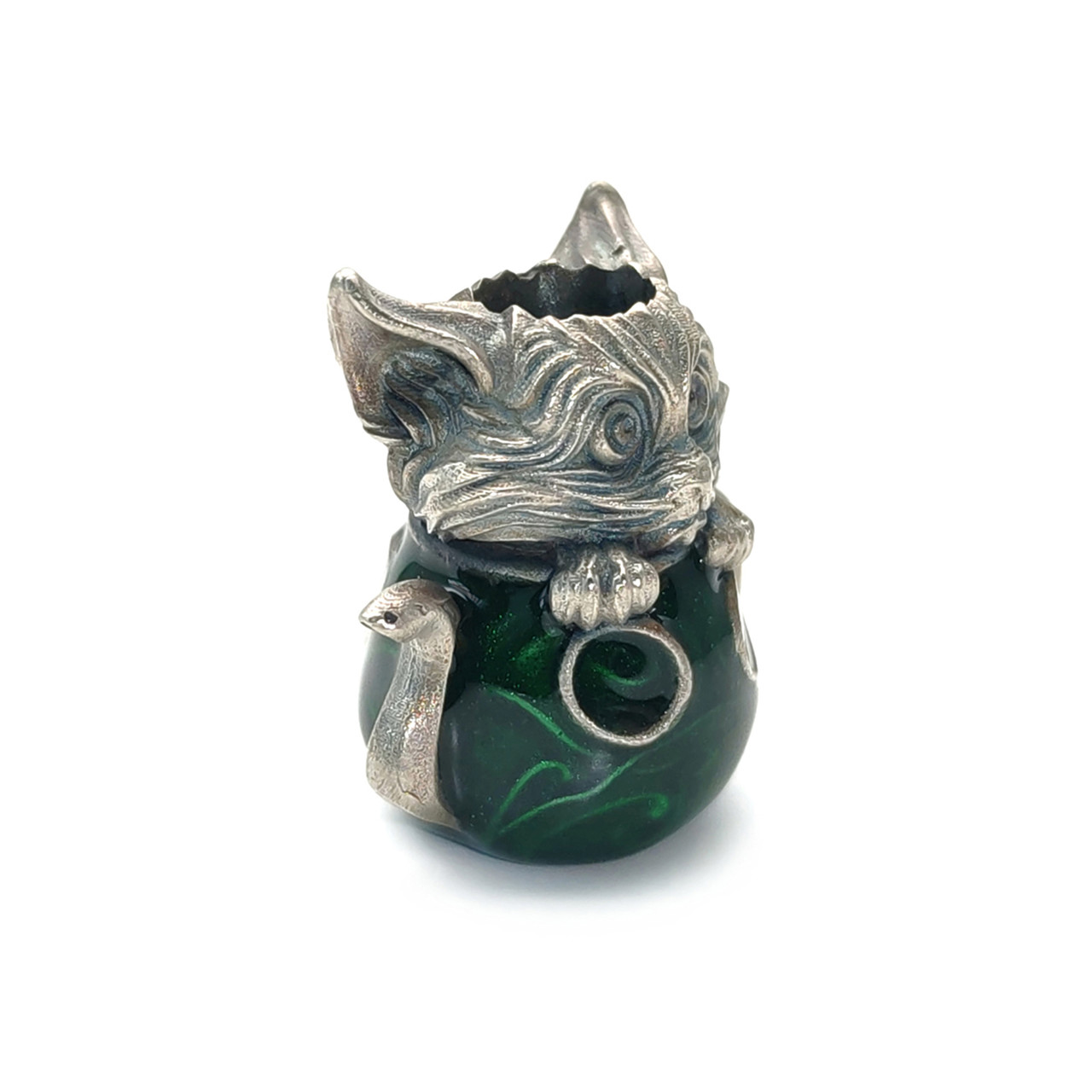my_Knot бусина Котофейник нейзильбер, эмаль Green