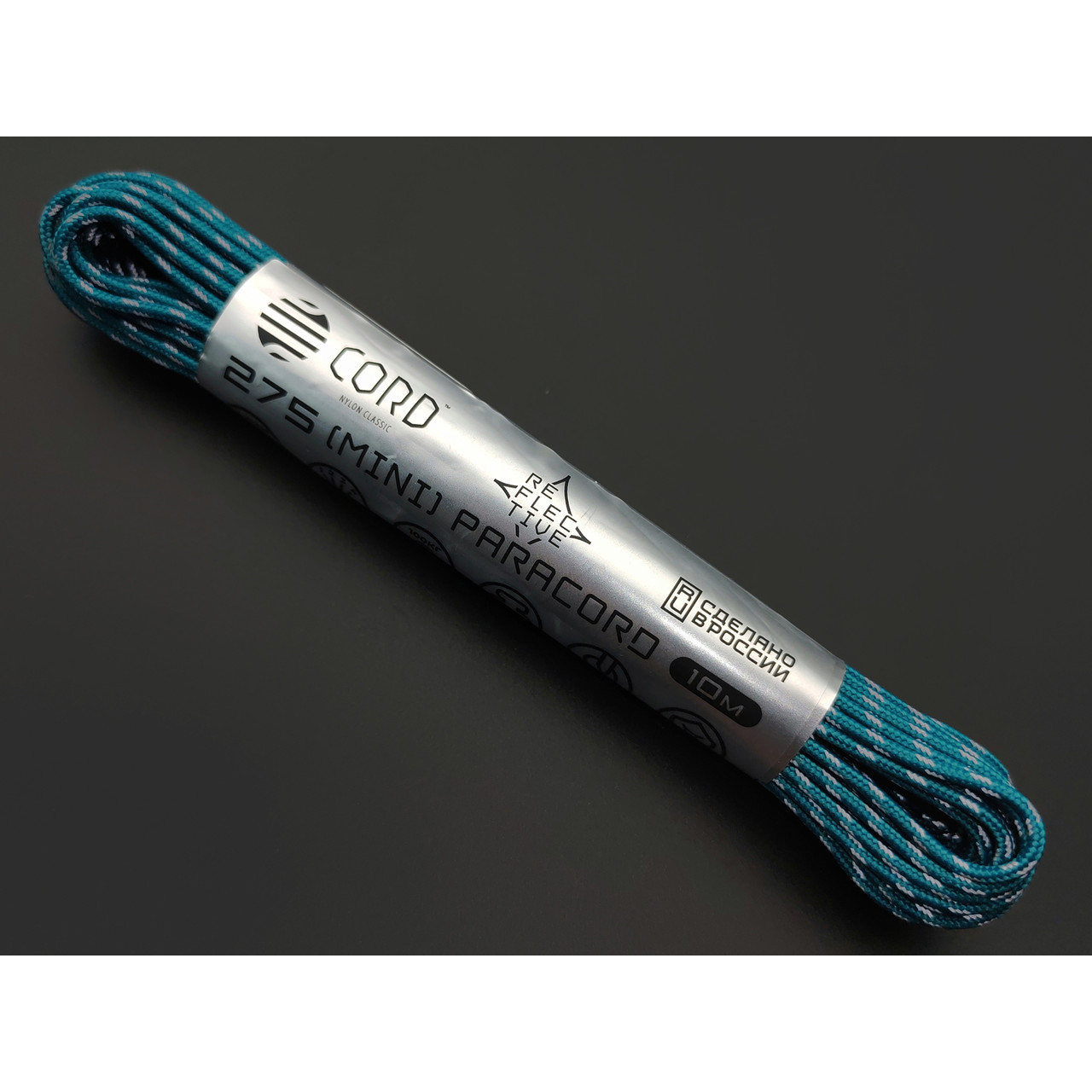 CORD Mini Paracord 275 Светоотражающий Reflective Aquamarine