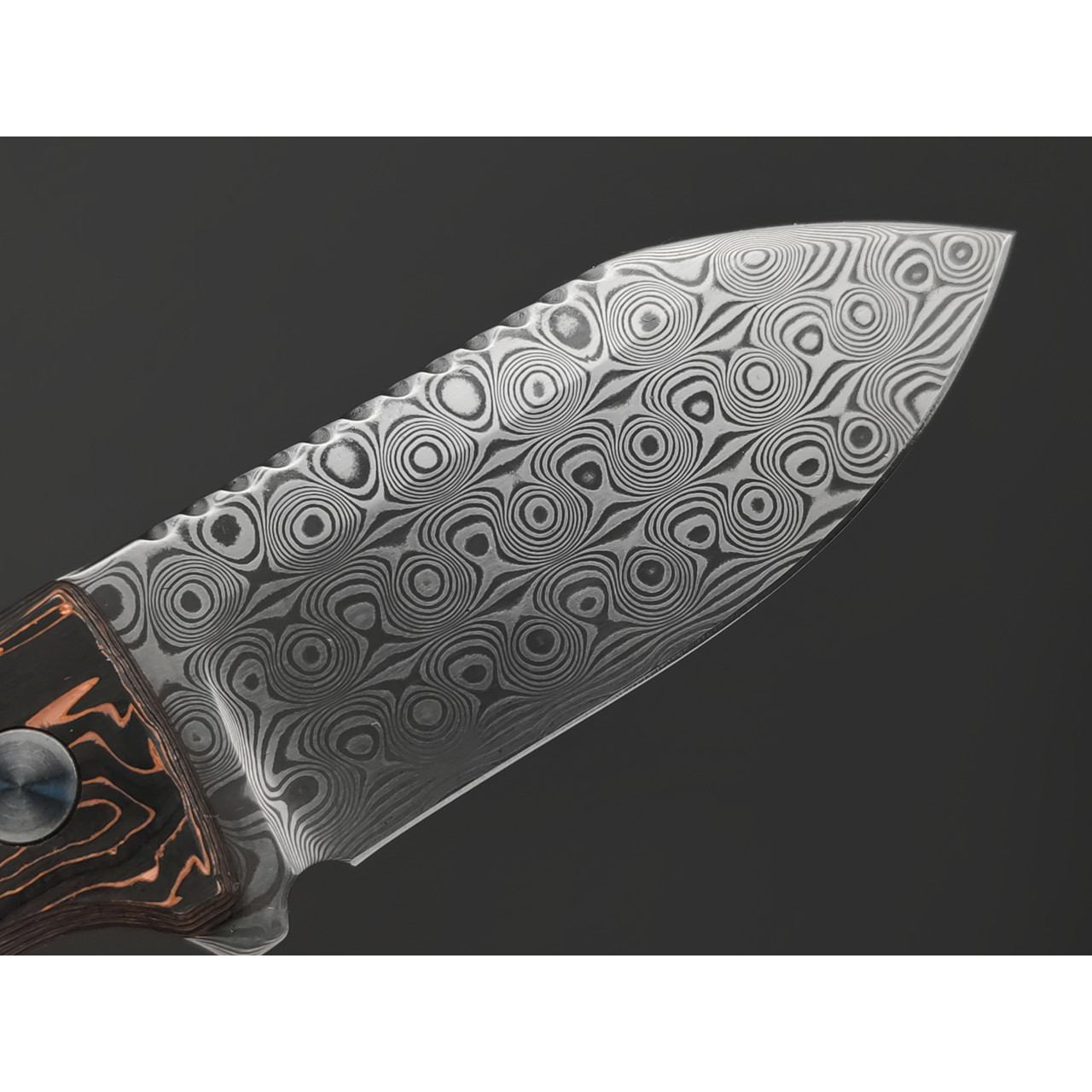 Нож QSP Canary QS141-F сталь damascus, рукоять Carbon chaotic copper