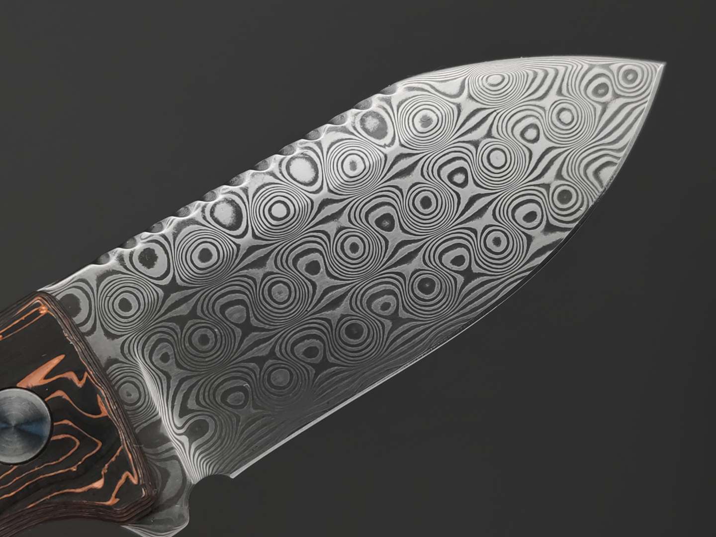 Нож QSP Canary QS141-F сталь damascus, рукоять Carbon chaotic copper