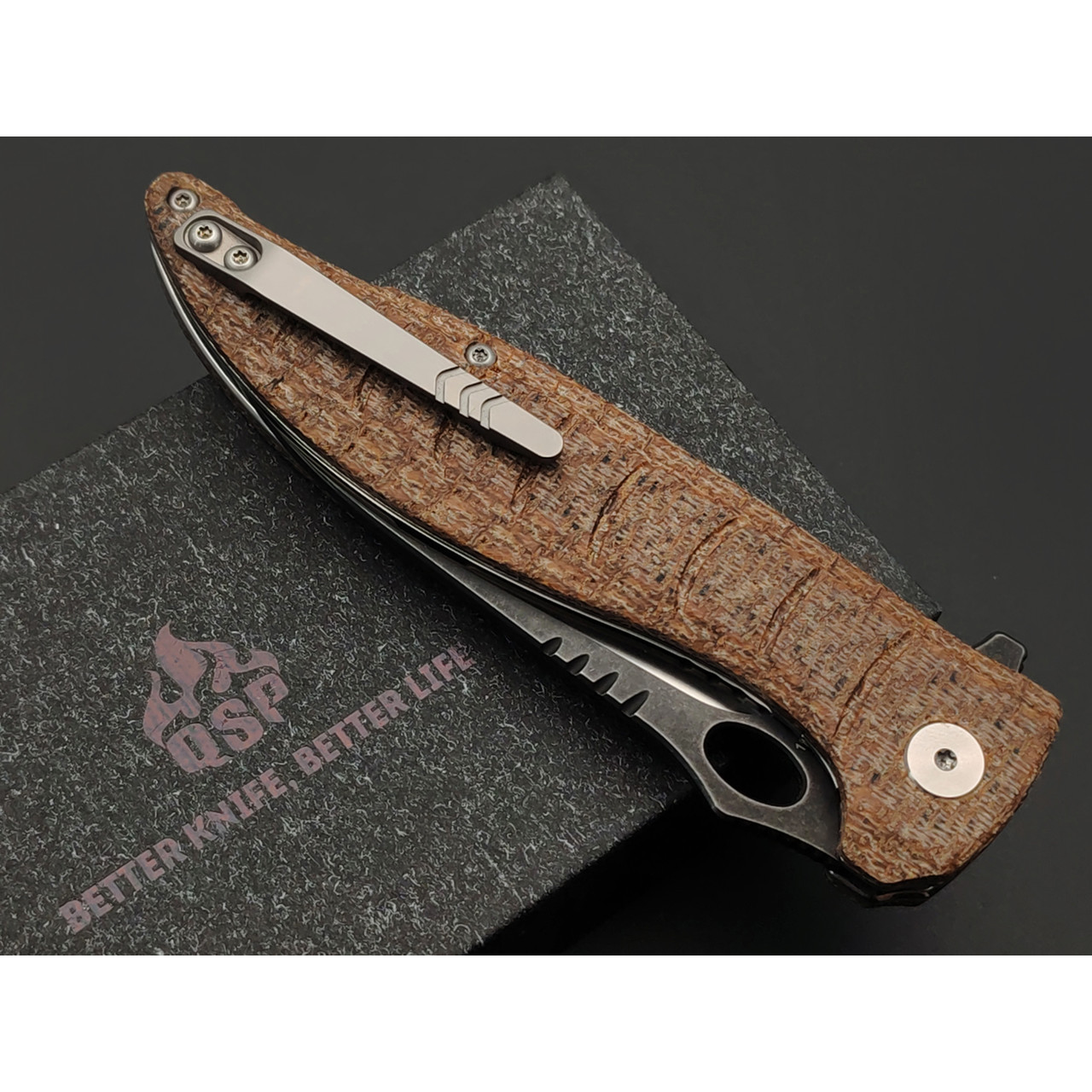Нож QSP Locust QS117-A сталь 154CM, рукоять Micarta brown, titan