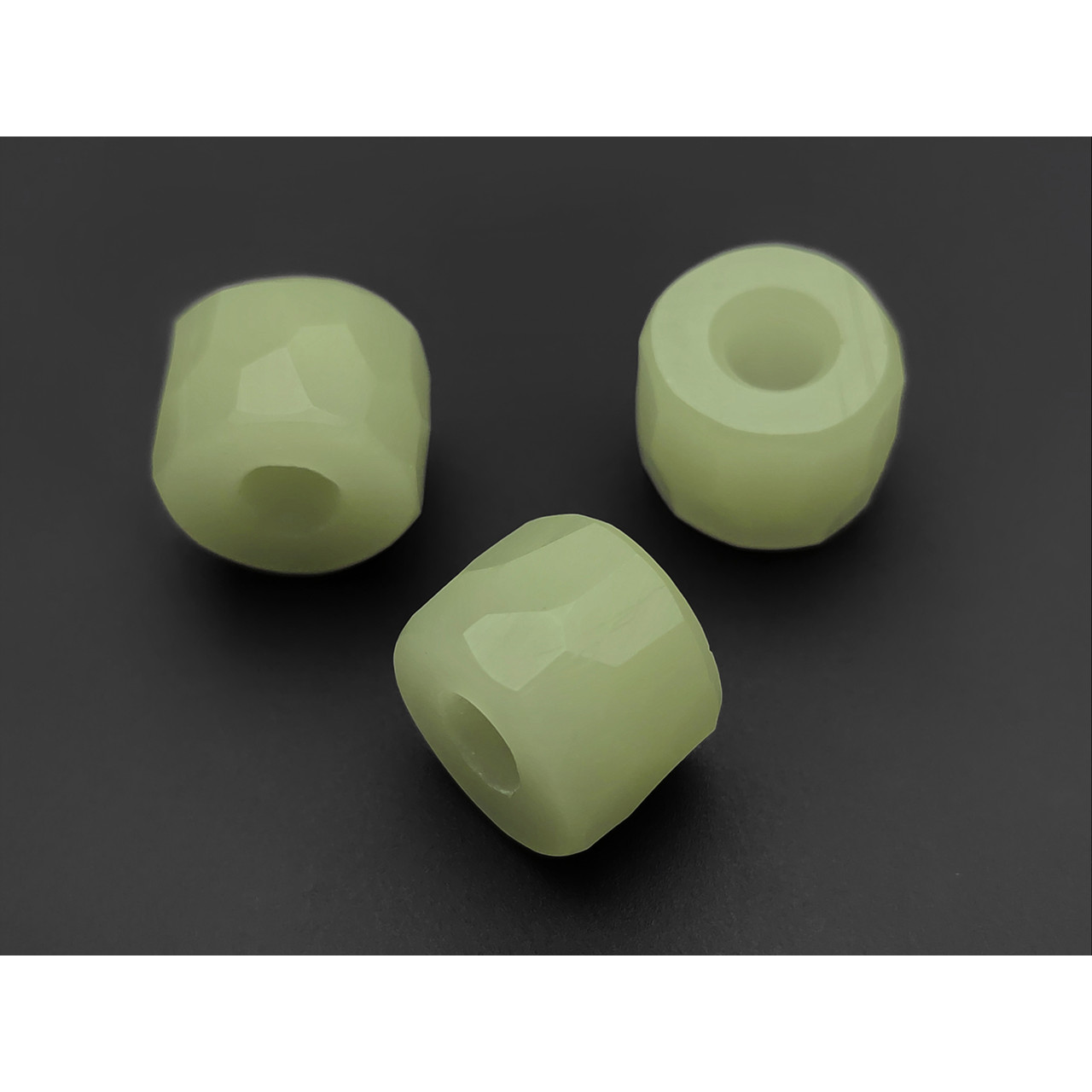 DwarfCustom бусина Гранёная с люминофором transparent Green