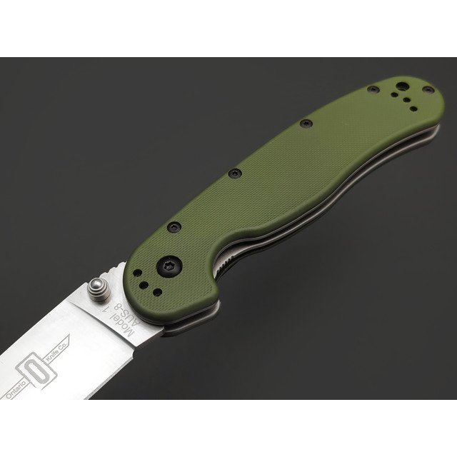 Нож Ontario RAT-1 Satin 8848FG сталь Aus-8 рукоять GRN green