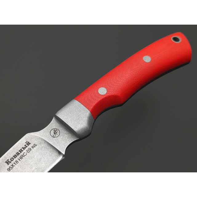 Фурсач А. А. нож Рысь малютка, сталь 95Х18 Стоунвош, рукоять G10 red