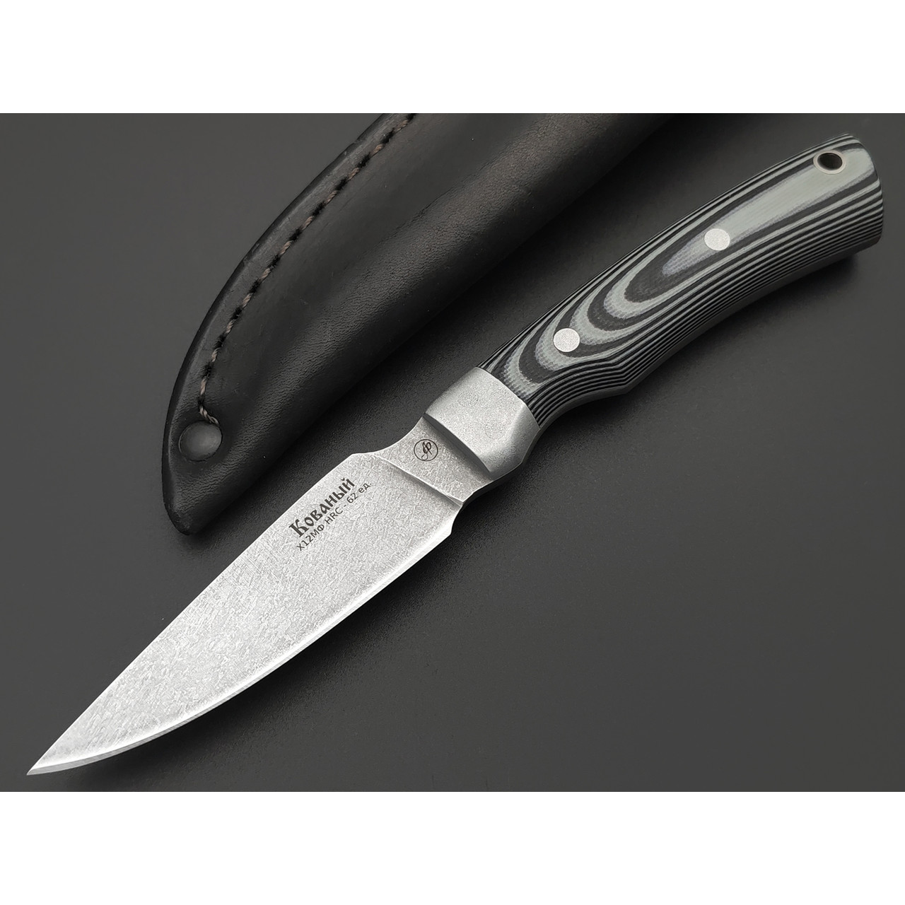 Фурсач А. А. нож Рысь малютка, сталь Х12МФ пескотруй, рукоять G10 black & grey