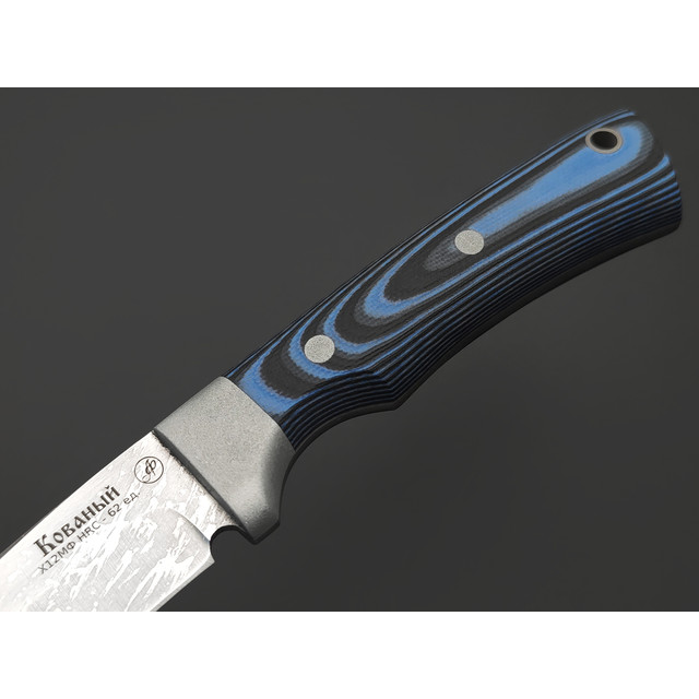 Фурсач А. А. нож Газель малютка, сталь Х12МФ травление, рукоять G10 black & blue
