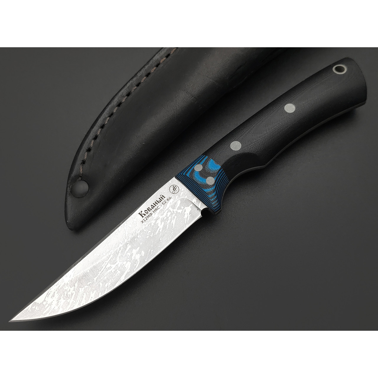 Фурсач А. А. нож Газель малютка, сталь Х12МФ травление, рукоять G10 black, G10 black & blue