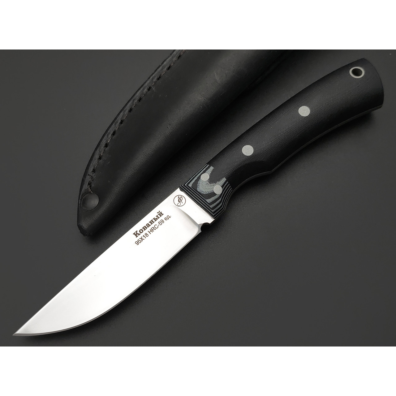 Фурсач А. А. нож Тигр малютка, сталь 95Х18 полировка, рукоять G10 black, G10 black & grey