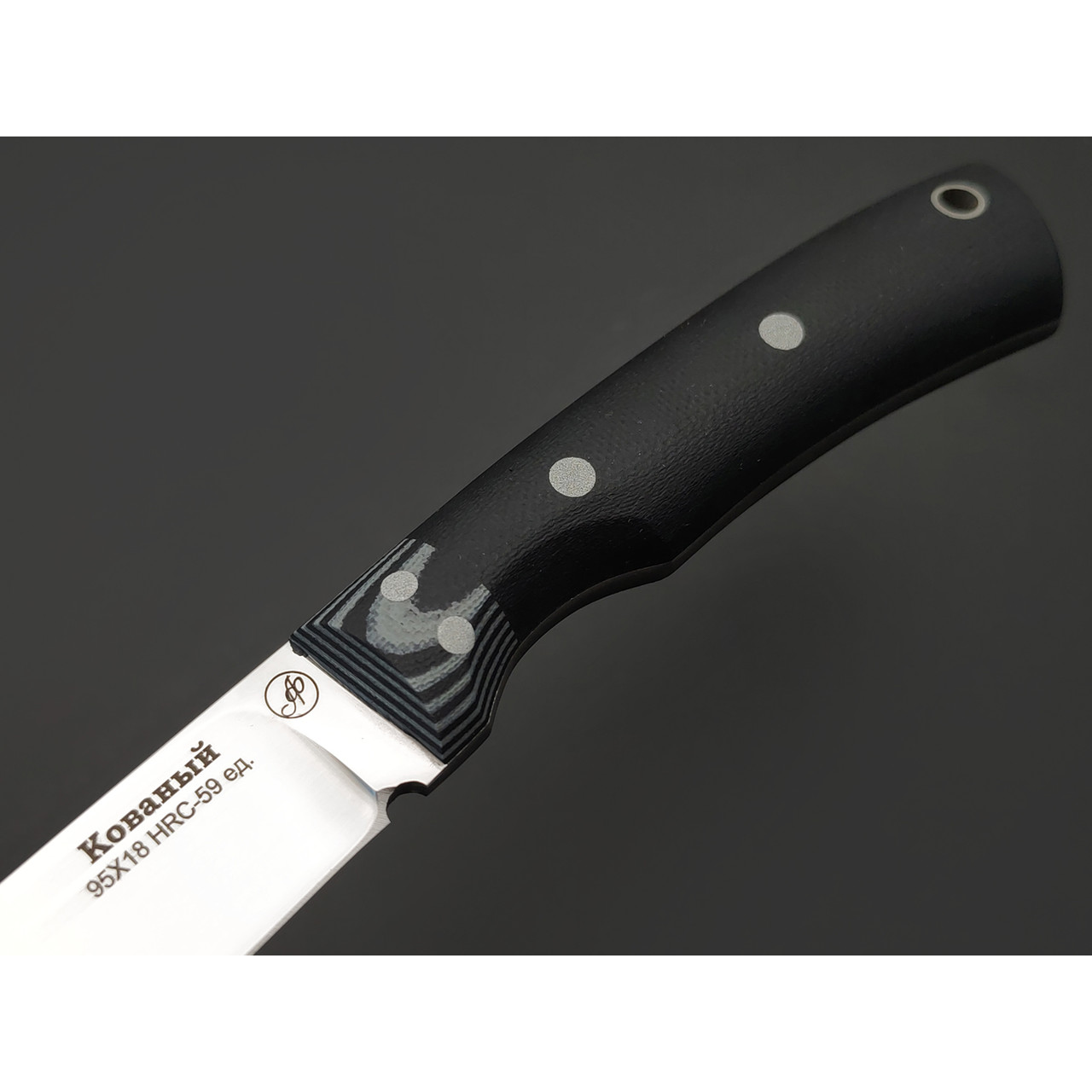 Фурсач А. А. нож Тигр малютка, сталь 95Х18 полировка, рукоять G10 black, G10 black & grey