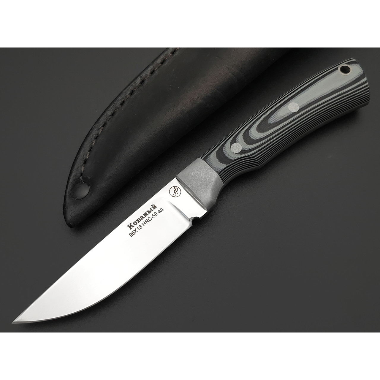 Фурсач А. А. нож Тигр малютка, сталь 95Х18 полировка, рукоять G10 black & grey