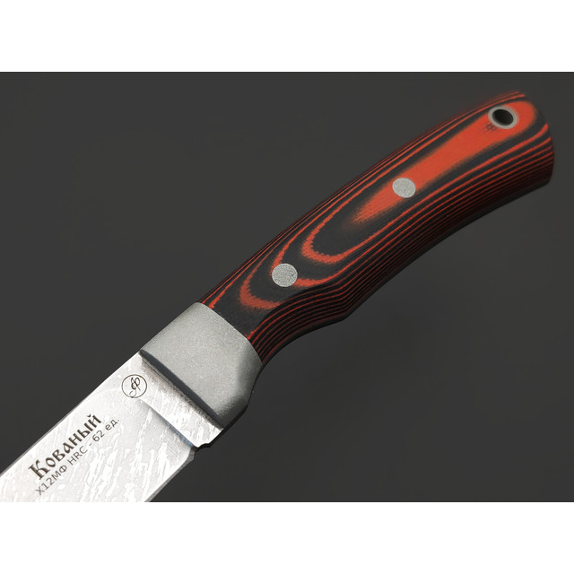 Фурсач А. А. нож Тигр малютка, сталь Х12МФ травление, рукоять G10 black & red