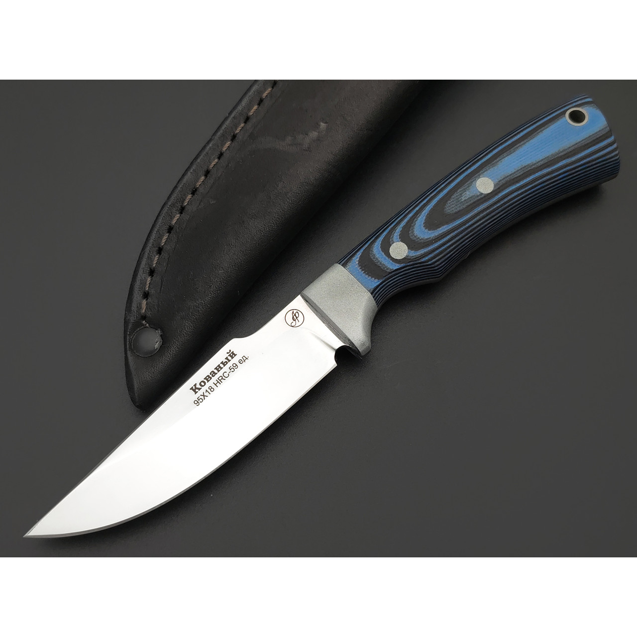 Фурсач А. А. нож Ирбис малютка, сталь 95Х18 полировка, рукоять G10 black & blue