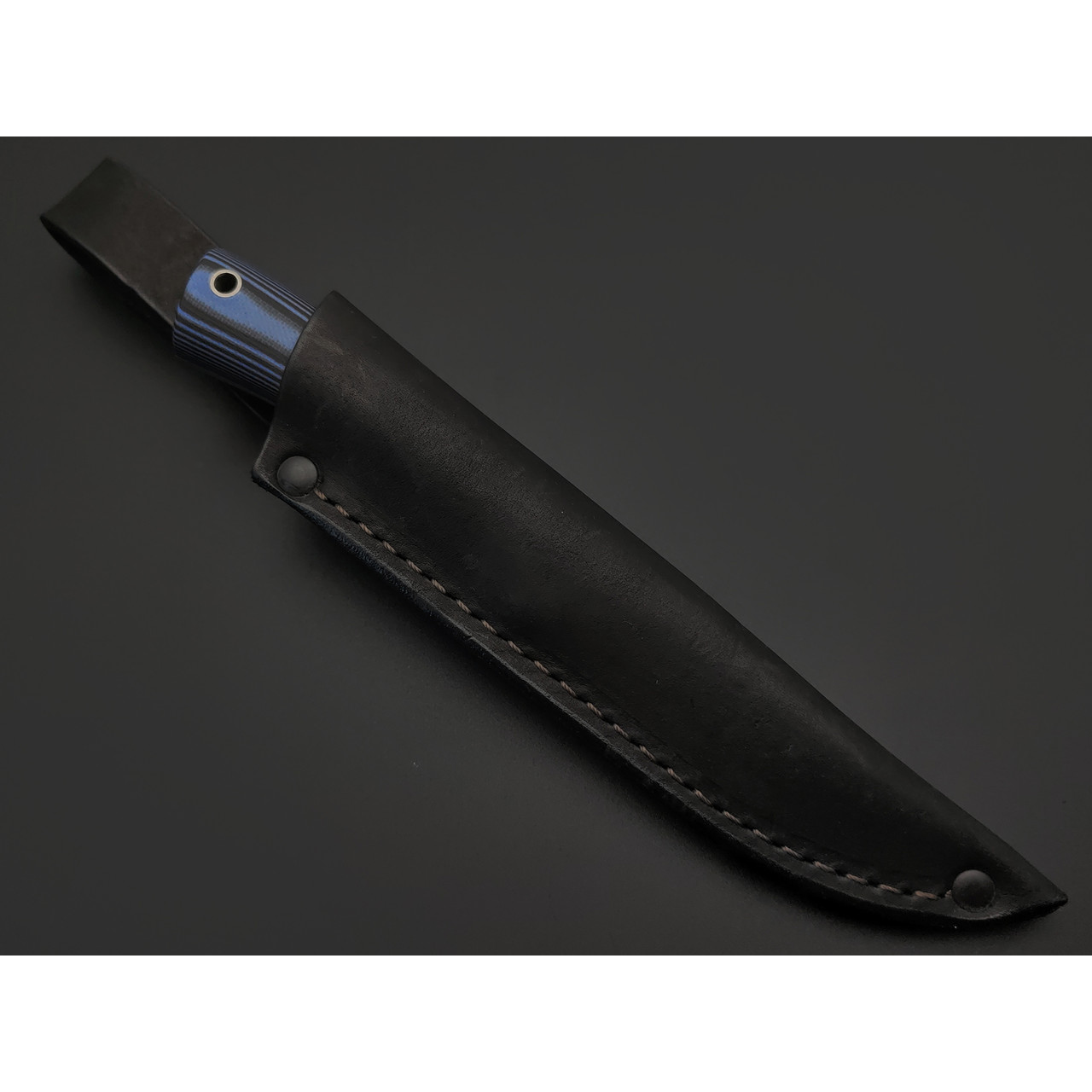 Фурсач А. А. нож Ирбис малютка, сталь Х12МФ пескоструй, рукоять G10 black & blue